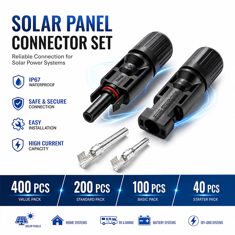 Solar Cable Mc4 Connector - Kit Connettori per Pannelli Solari 600/400/200/100/40/20